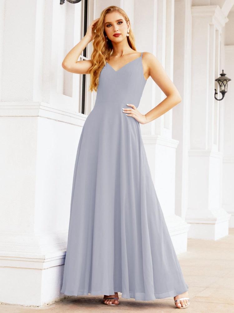 Numbersea Spaghetti Strap Bridesmaid Dresses V Neck Butterfly Back Fromal Evening Party Prom Gown 28036