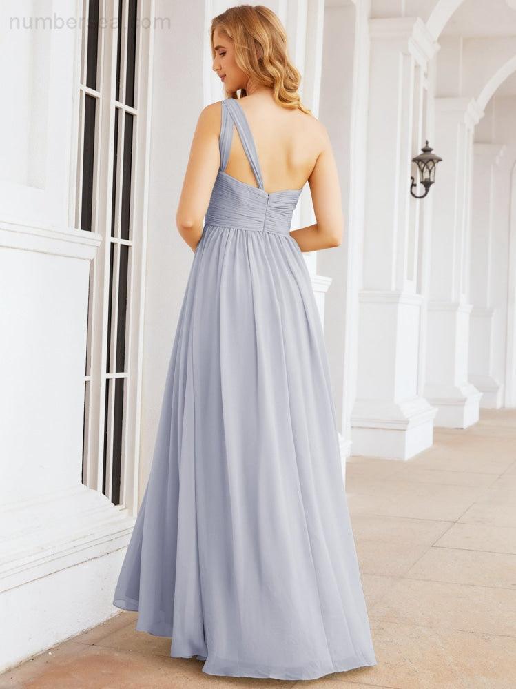 Numbersea One Shoulder Bridesmaid Dresses Long Maxi Formal Evening Party Prom Gowns 28061
