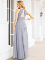Numbersea Sleeveless Bridesmaid Dresses Long Prom Gown Zipper with Keyhole Back 28056