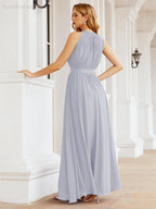 Numbersea Halter Bridesmaid Dress Empire Waist Formal Evening Prom Gown for Mother of The Bride 28030
