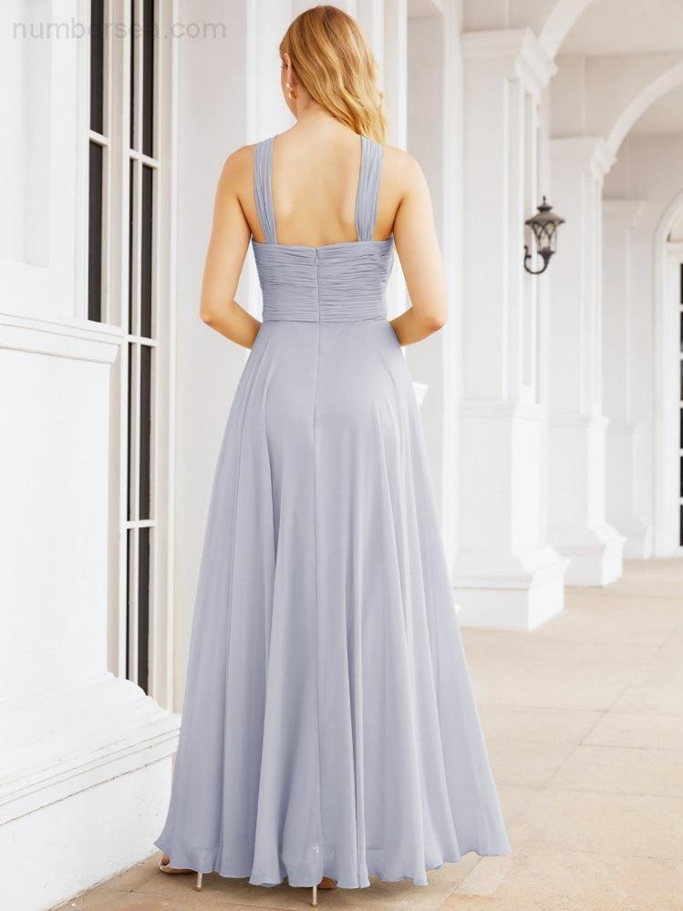 Numbersea Crisscross Halter Bridesmaid Dresses for Party Wedding Evening Prom Maxi Ball Gowns 28053