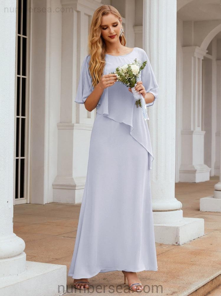Numbersea Formal Party Gown Dress Long Mother of The Bride Dresses with Ruffle Cape 28026