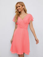 Numbersea U Back Homecoming Dress Formal Prom Dress Knee Length Short Sleeves Cocktail Party Dress 28077