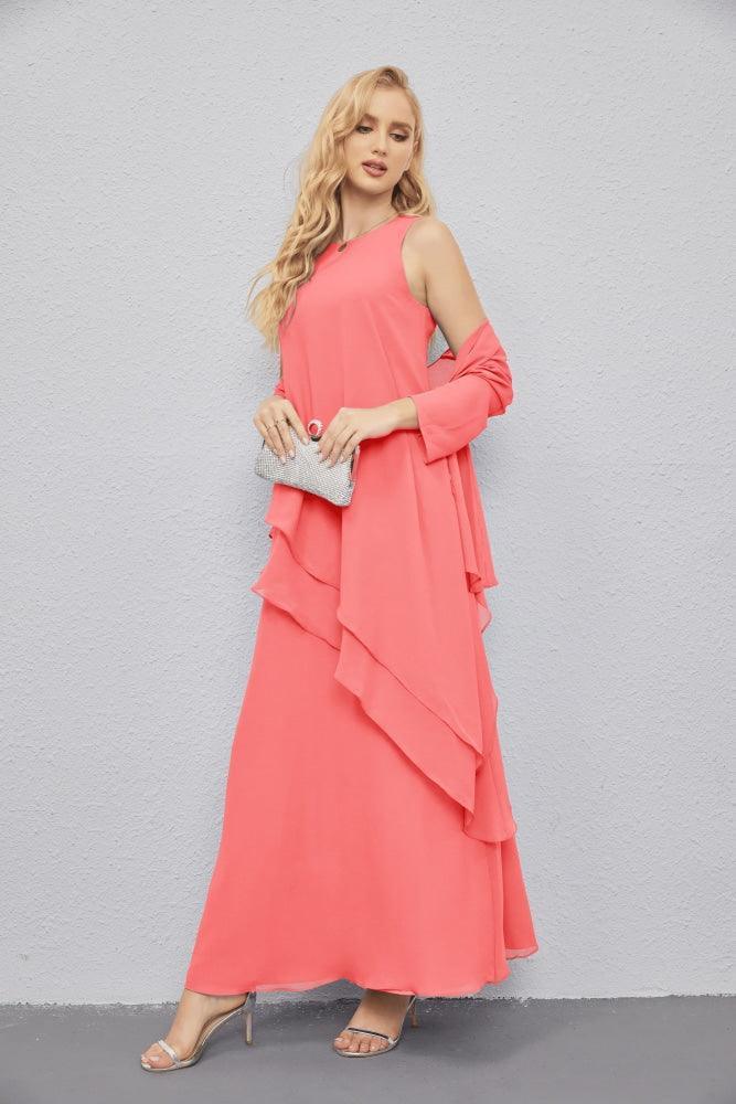Mother of Bride Dresses with Open Front Lightweight Cardigan Formal Prom Gown  28081