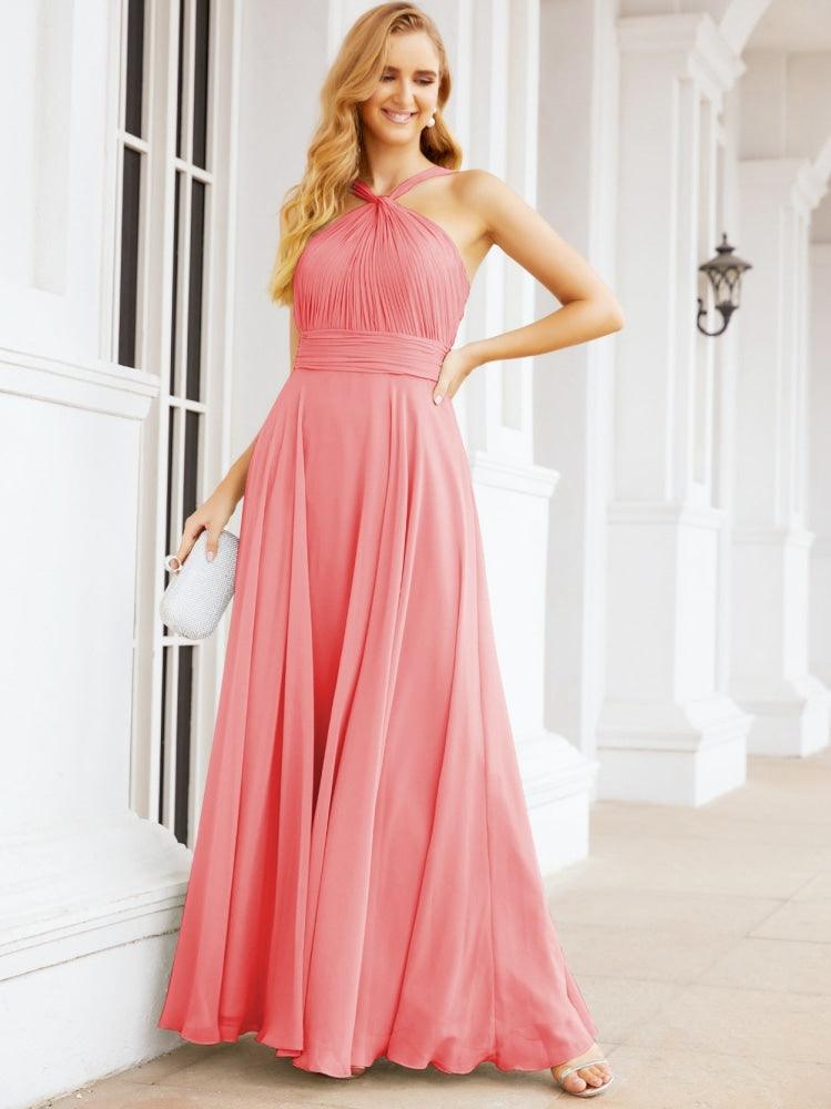 Numbersea Crisscross Halter Bridesmaid Dresses for Party Wedding Evening Prom Maxi Ball Gowns 28053