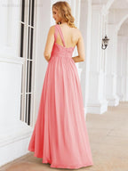 Numbersea One Shoulder Bridesmaid Dresses Long Maxi Formal Evening Party Prom Gowns 28061