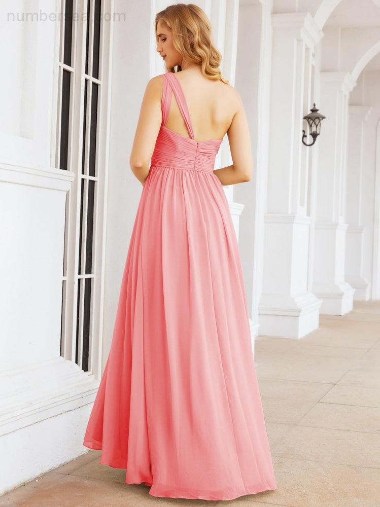 Numbersea One Shoulder Bridesmaid Dresses Long Maxi Formal Evening Party Prom Gowns 28061