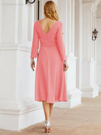Bridesmaid Dress V-Back Waist Belt Mother of the Bride Wedding Guest 28031