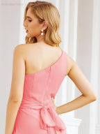 Numbersea One Shoulder Bridesmaid Dresses Long Formal Prom Gowns 28048