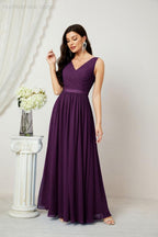 Women's Chiffon Long Bridesmaid Dresses A line Sleeveless Formal Prom Gown for Evening Party Homecoming Dresses 2808
