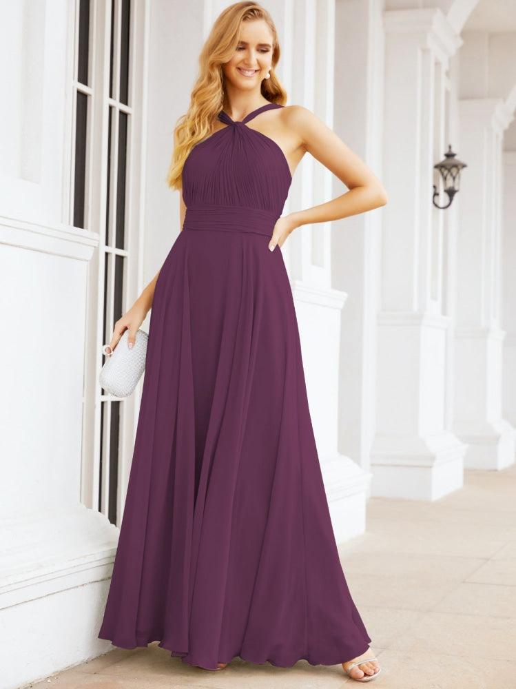 Numbersea Crisscross Halter Bridesmaid Dresses for Party Wedding Evening Prom Maxi Ball Gowns 28053