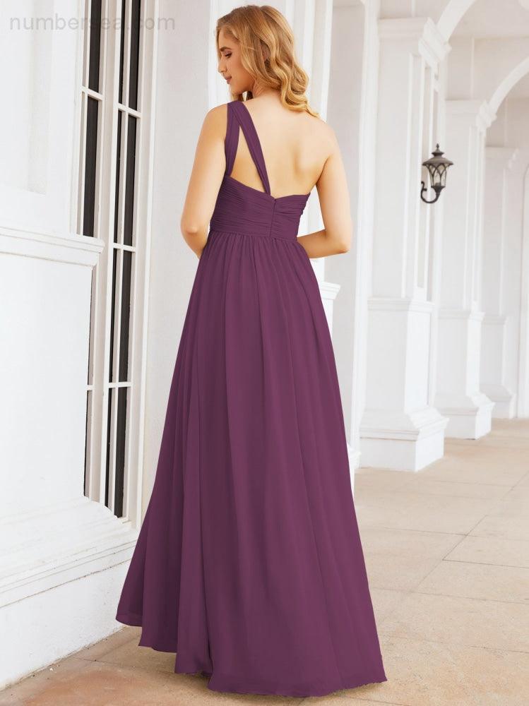 Numbersea One Shoulder Bridesmaid Dresses Long Maxi Formal Evening Party Prom Gowns 28061