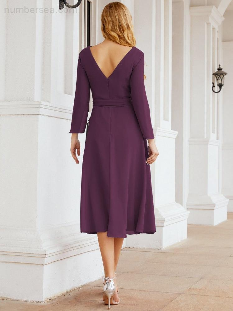 Bridesmaid Dress V-Back Waist Belt Mother of the Bride Wedding Guest 28031