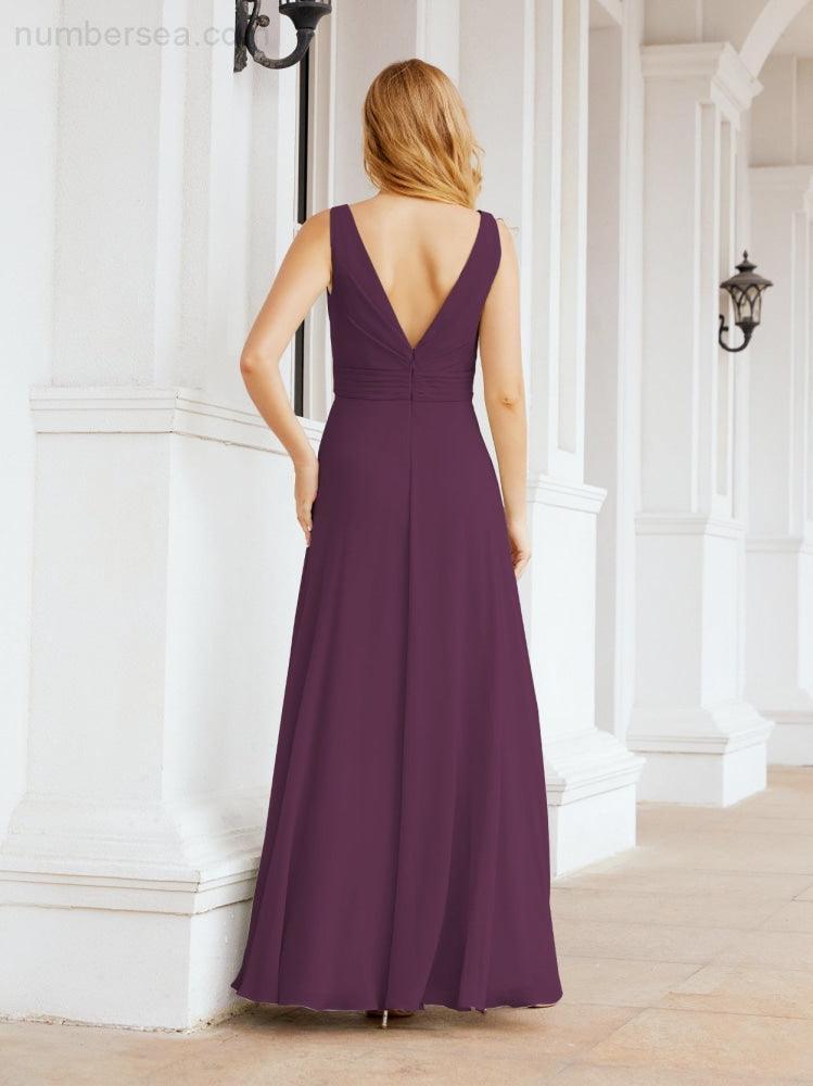Numbersea Bridesmaid Dresses for Wedding Ruffles Long Formal Prom Gowns 28039