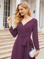 Bridesmaid Dress V-Back Waist Belt Mother of the Bride Wedding Guest 28031