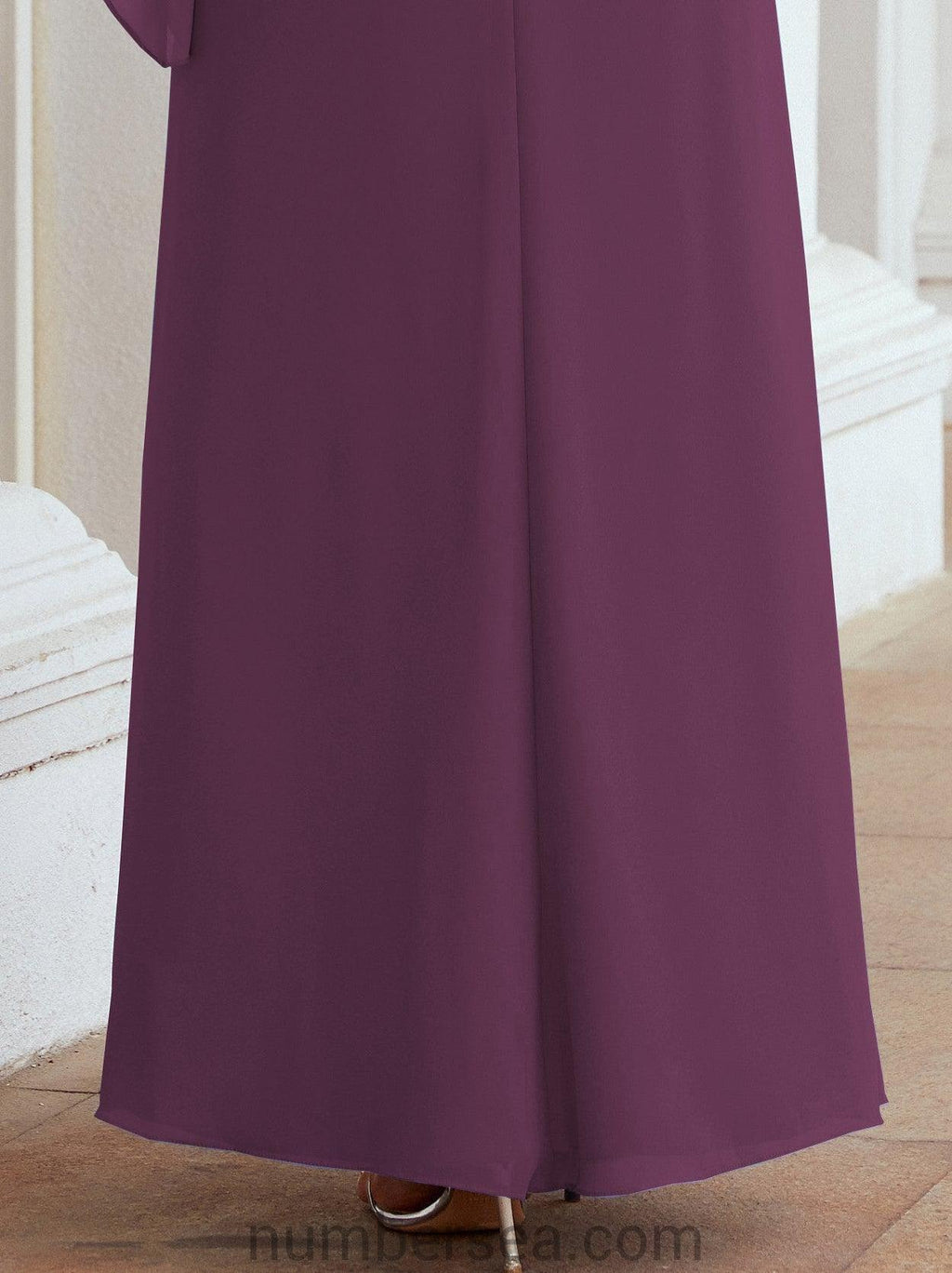 Numbersea Formal Party Gown Dress Long Mother of The Bride Dresses with Ruffle Cape 28026