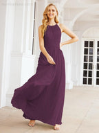 Numbersea Sleeveless Bridesmaid Dresses Long Prom Gown Zipper with Keyhole Back 28056