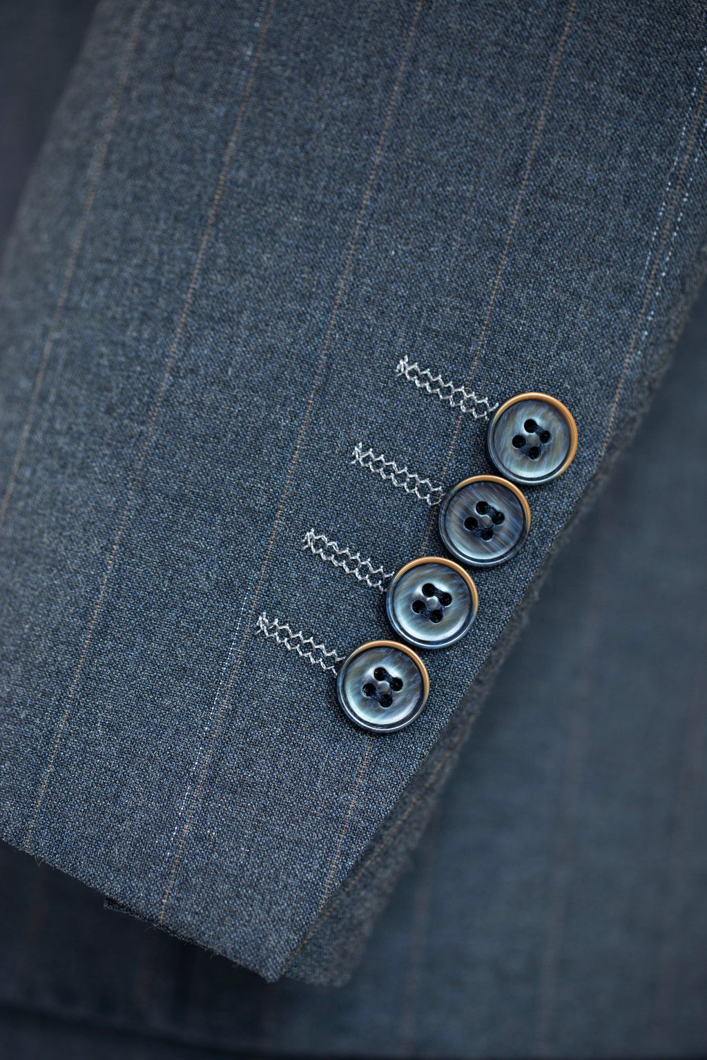Charcoal Gold Pinstripe Wool Double-Breasted 3-Piece Wedding Suit | Tailored Groom & Groomsmen Attire