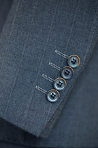 Charcoal Gold Pinstripe Wool Double-Breasted 3-Piece Wedding Suit | Tailored Groom & Groomsmen Attire