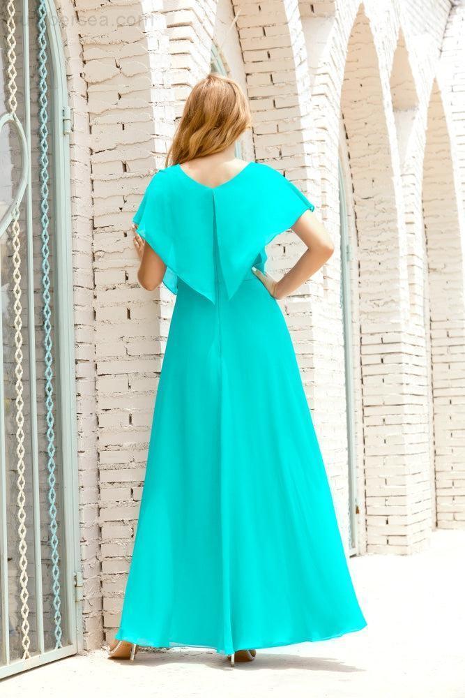 Numbersea  Mother of The Bride Dresses Plus Size V-Neck Floor Length Formal Prom Dress for Wedding Guest 28020