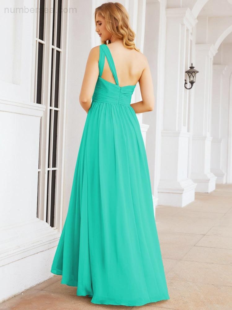 Numbersea One Shoulder Bridesmaid Dresses Long Maxi Formal Evening Party Prom Gowns 28061