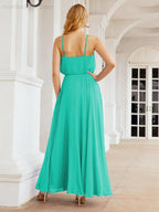 Numbersea  Halter Long Bridesmaid Dresses Formal A line Juniors Dress 28029
