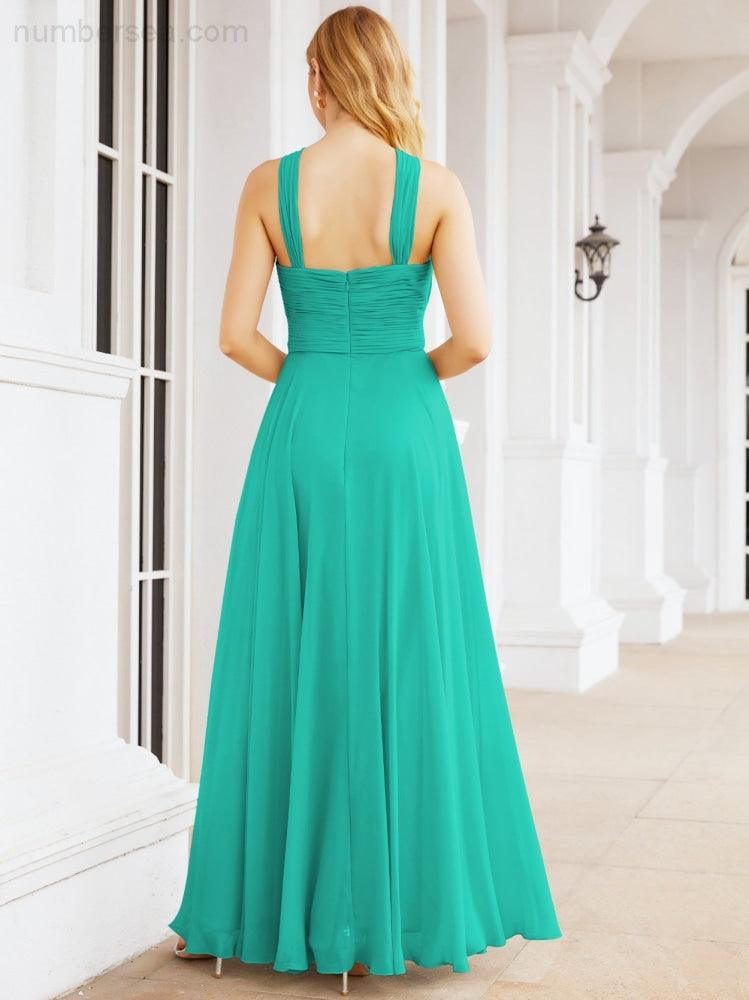 Numbersea Crisscross Halter Bridesmaid Dresses for Party Wedding Evening Prom Maxi Ball Gowns 28053