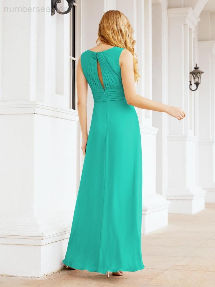 Formal Prom Gown Elegant V-Neck Sleeveless Bridesmaid Dresses for Wedding Party 28037