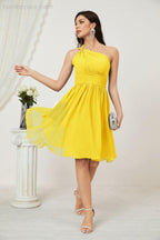 Numbersea Women Chiffon Short One Shoulder Bridesmaid Dress Formal Dresses for Party Homecoming  2804