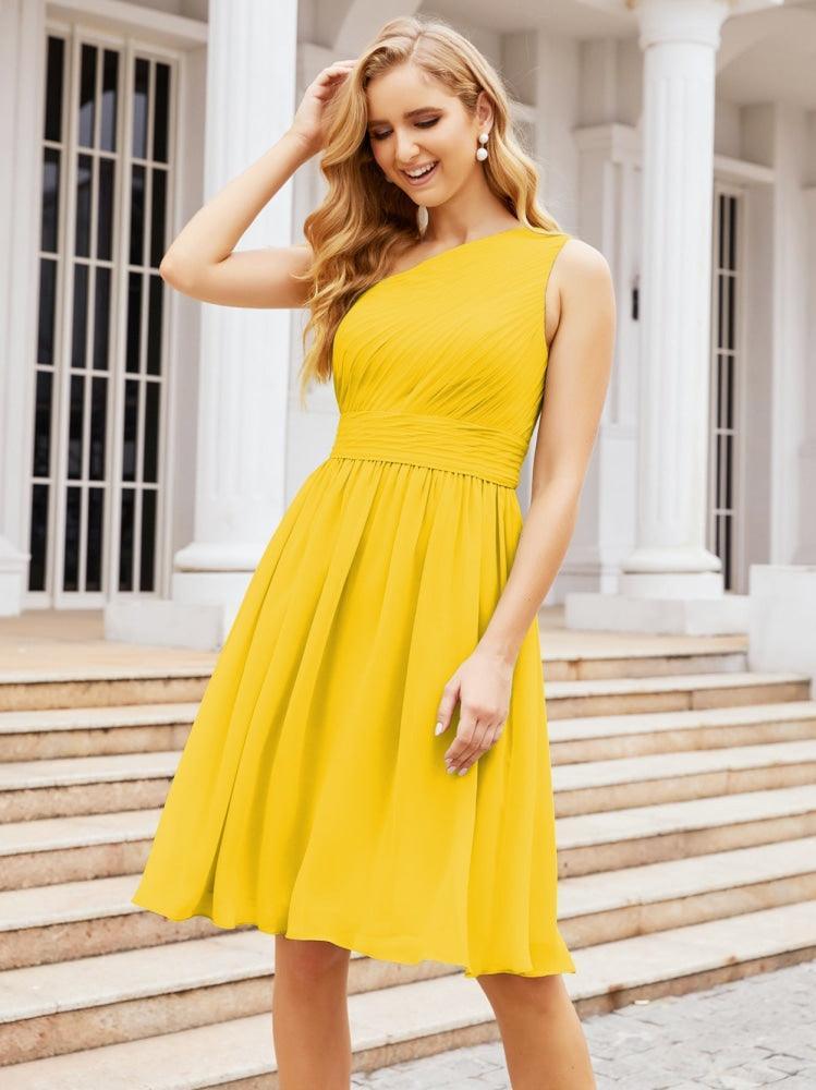 Numbersea Homecoming Dress One Shoulder Pleated Short Formal Prom Gowns 28046