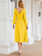 Bridesmaid Dress V-Back Waist Belt Mother of the Bride Wedding Guest 28031