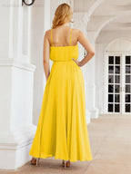 Numbersea  Halter Long Bridesmaid Dresses Formal A line Juniors Dress 28029