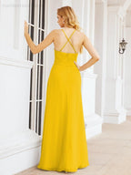 Numbersea Halter Bridesmaid Dresses with Pockets Sleeveless Formal Evening Party Prom Gowns  28055