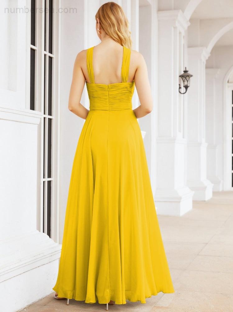 Numbersea Crisscross Halter Bridesmaid Dresses for Party Wedding Evening Prom Maxi Ball Gowns 28053