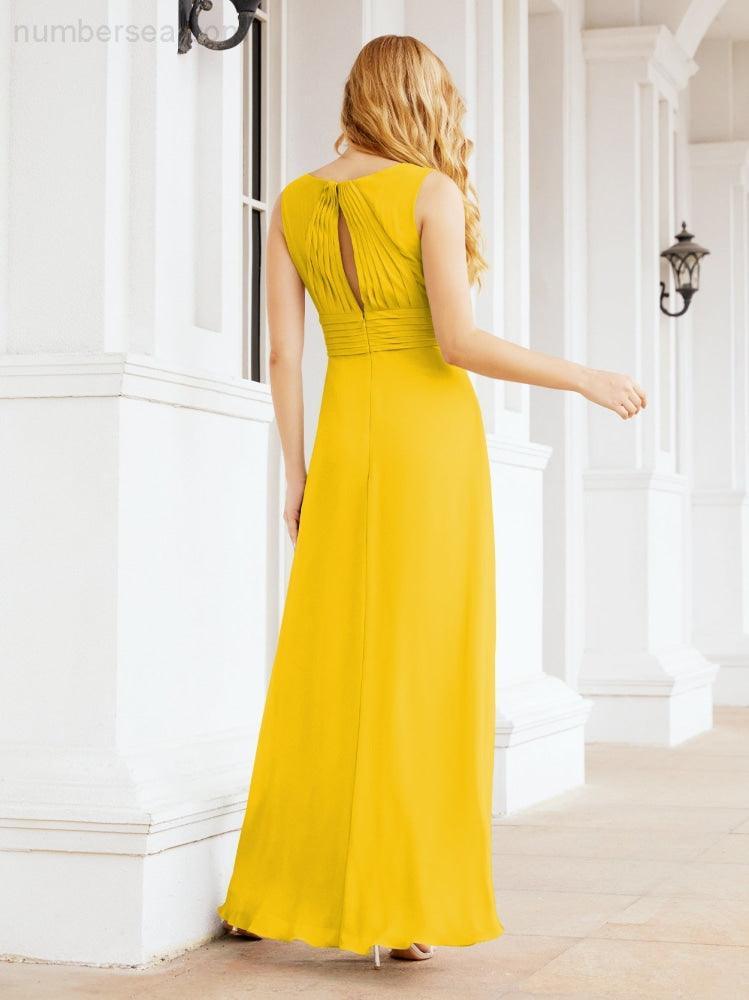 Formal Prom Gown Elegant V-Neck Sleeveless Bridesmaid Dresses for Wedding Party 28037