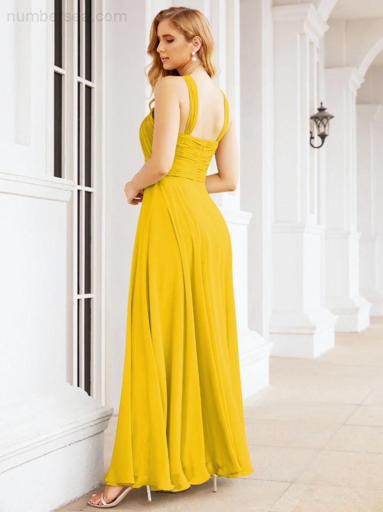 Numbersea Crisscross Halter Bridesmaid Dresses for Party Wedding Evening Prom Maxi Ball Gowns 28053