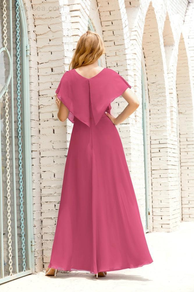 Numbersea  Mother of The Bride Dresses Plus Size V-Neck Floor Length Formal Prom Dress for Wedding Guest 28020
