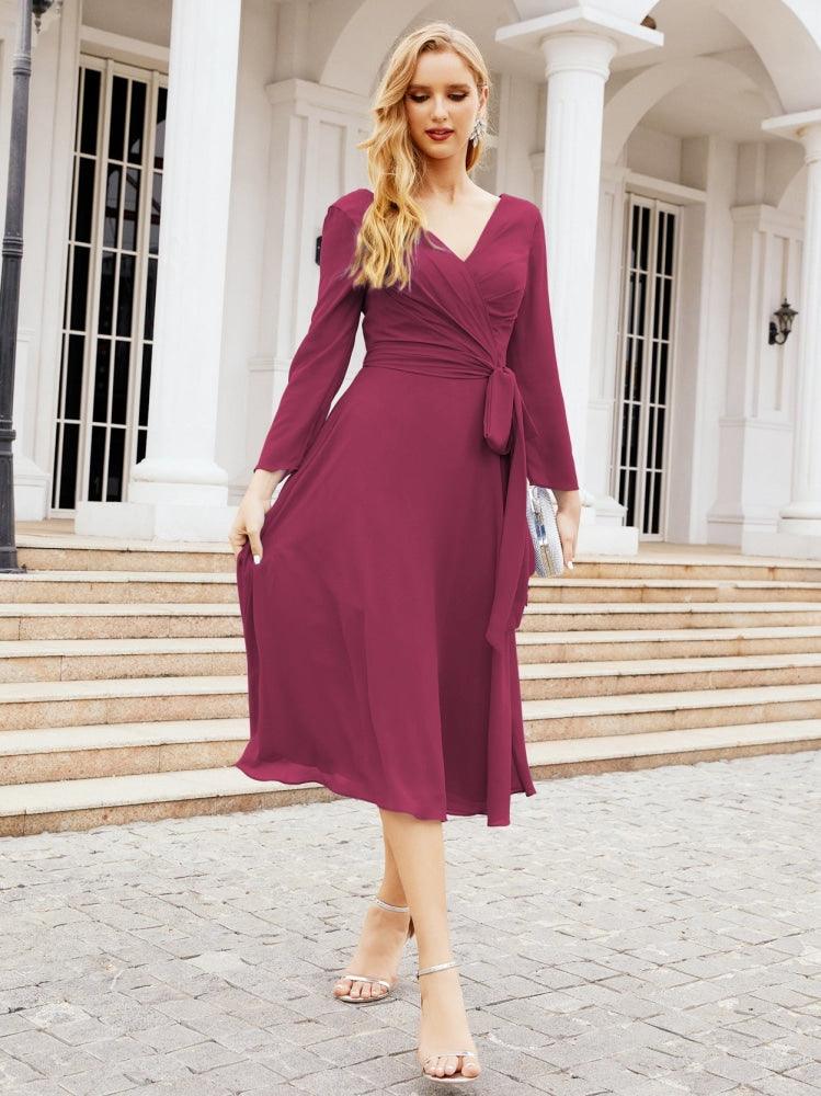Bridesmaid Dress V-Back Waist Belt Mother of the Bride Wedding Guest 28031