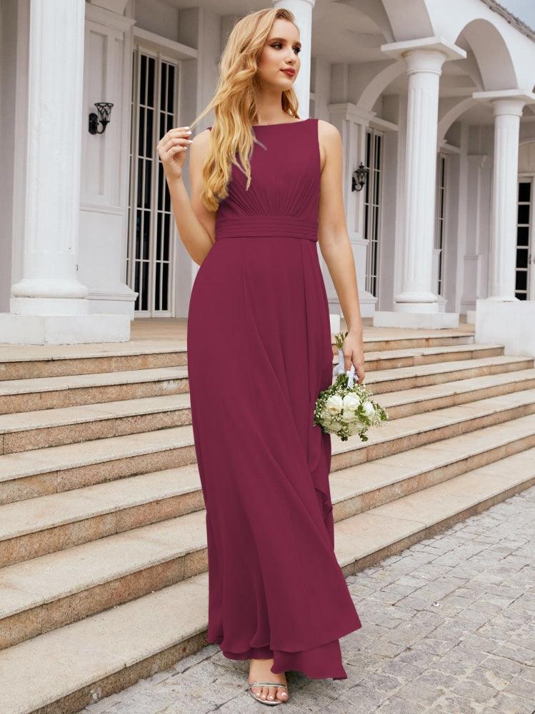 Numbersea Bridesmaid Dresses for Wedding Ruffles Long Formal Prom Gowns 28039