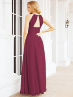 Numbersea Sleeveless Bridesmaid Dresses Long Prom Gown Zipper with Keyhole Back 28056