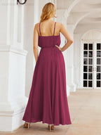 Numbersea  Halter Long Bridesmaid Dresses Formal A line Juniors Dress 28029