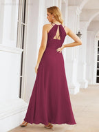 Numbersea Double Spaghetti Straps Bridesmaid Dresses for Women Long Formal Party Dress Side Split 28051