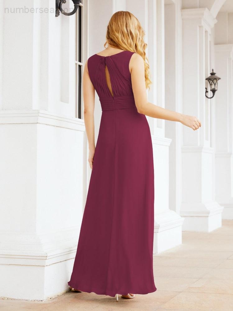 Formal Prom Gown Elegant V-Neck Sleeveless Bridesmaid Dresses for Wedding Party 28037