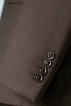 Double-Breasted Dark Brown Wool Suit | Tailored Formal Groom & Business Suit