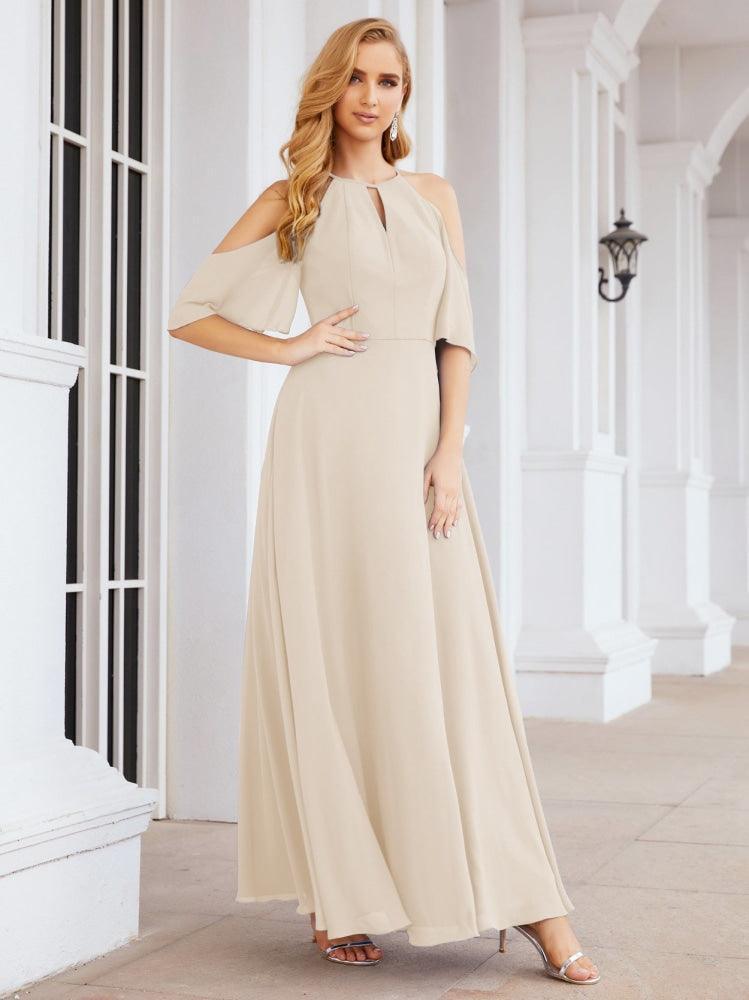 Numbersea Cold Shoulder Bridesmaid Dresses A-Line Long Formal Evening Gowns 28074