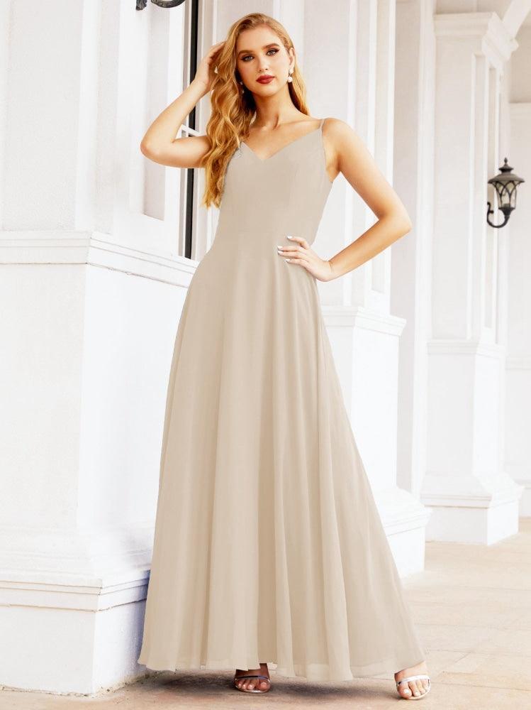 Numbersea Spaghetti Strap Bridesmaid Dresses V Neck Butterfly Back Fromal Evening Party Prom Gown 28036