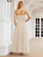 Numbersea  Halter Long Bridesmaid Dresses Formal A line Juniors Dress 28029