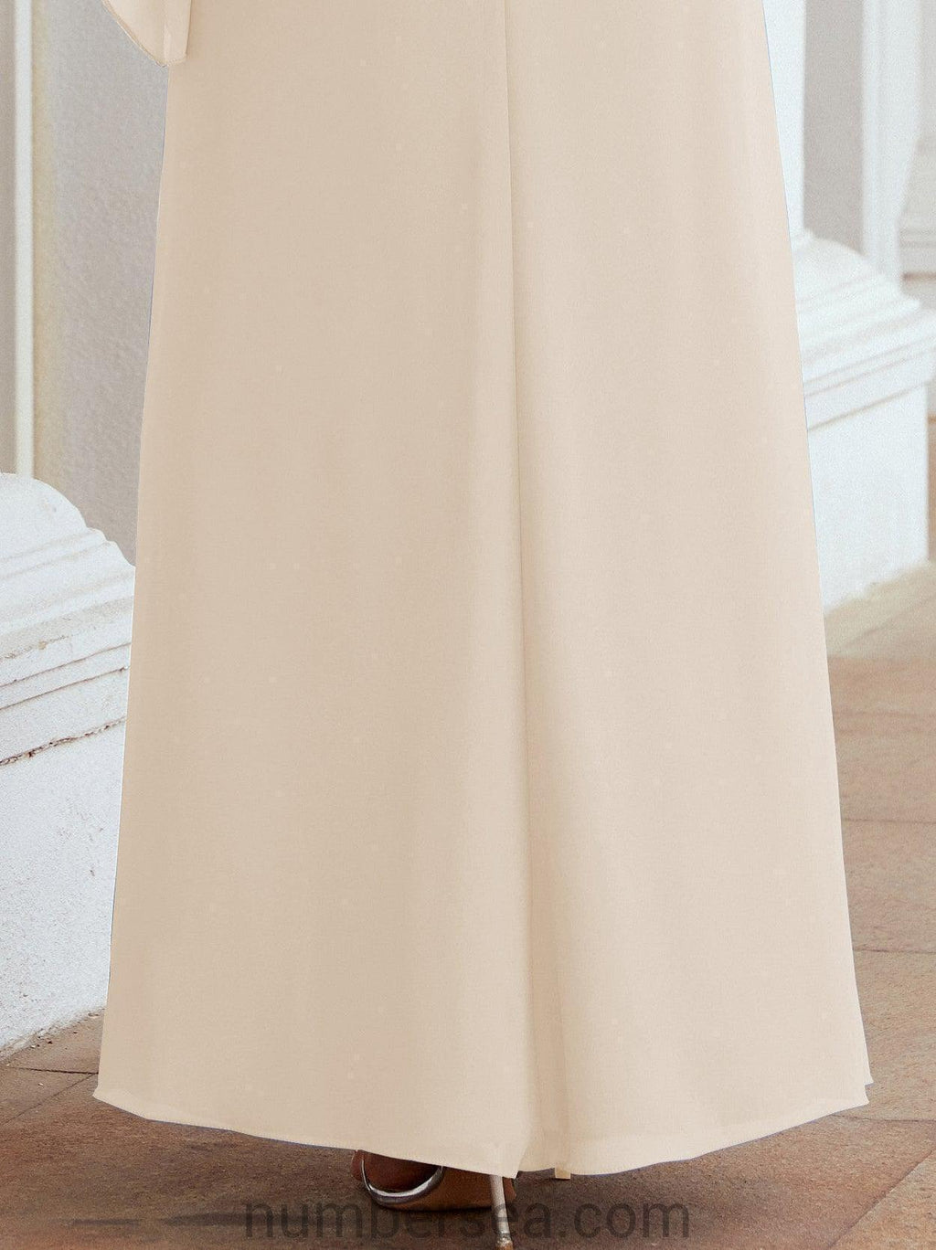 Numbersea Formal Party Gown Dress Long Mother of The Bride Dresses with Ruffle Cape 28026