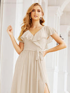 Bridesmaid Dresses with Flutter Sleeves Formal Evening Party Prom Gowns 28044