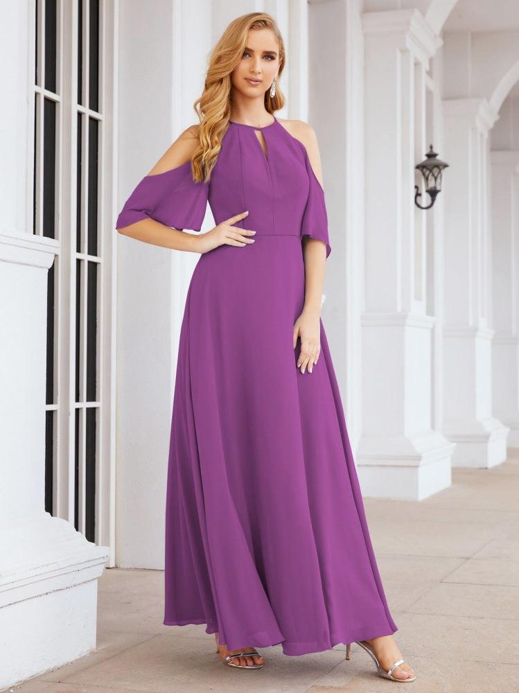 Numbersea Cold Shoulder Bridesmaid Dresses A-Line Long Formal Evening Gowns 28074